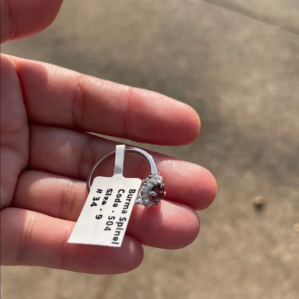 NWT Natural Burma Spinel (NH) with CZ Accents in 935 Sterling Silver Size 10